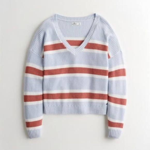 Hollister Sweaters - Hollister Vneck Striped Sweater